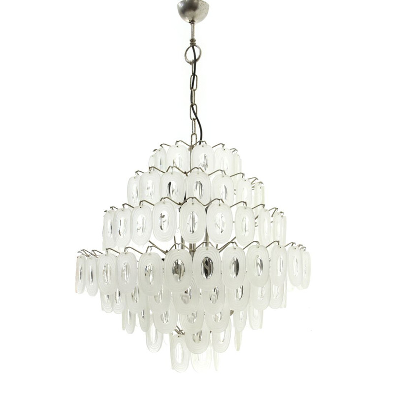 Vintage Chandelier with Glass Elements, Italian 1970s