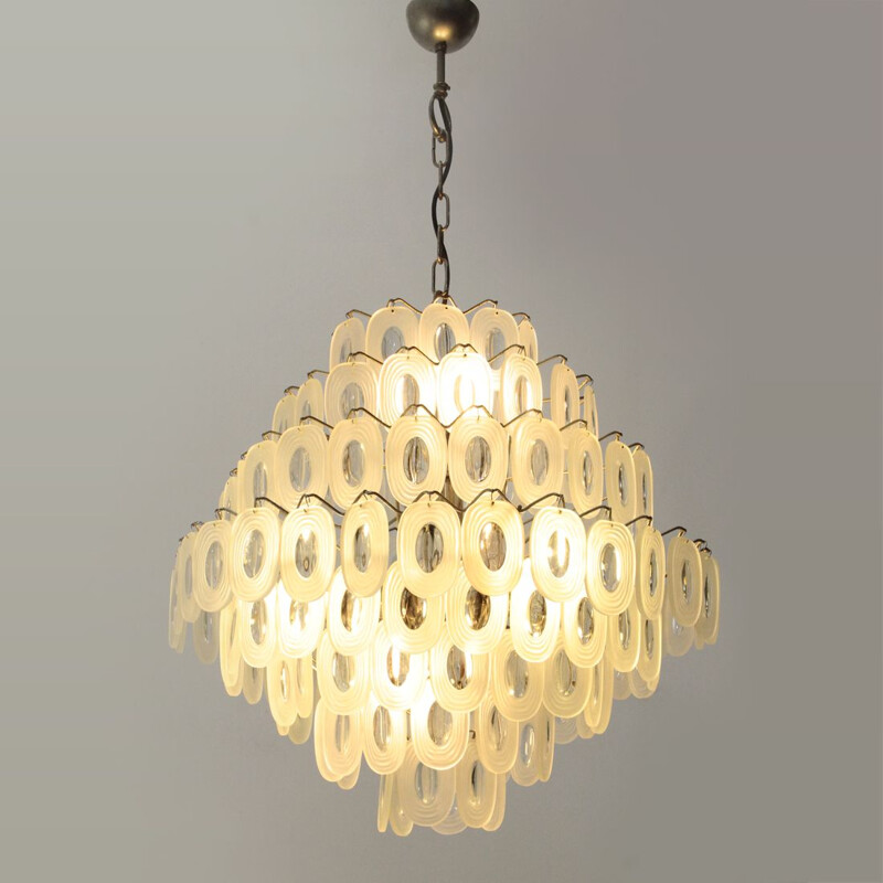 Vintage Chandelier with Glass Elements, Italian 1970s