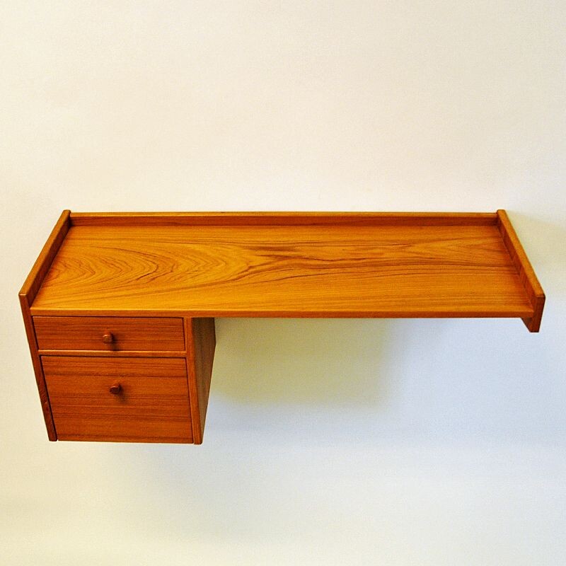 Vintage angleshaped teak shelf  - Sweden 1950s