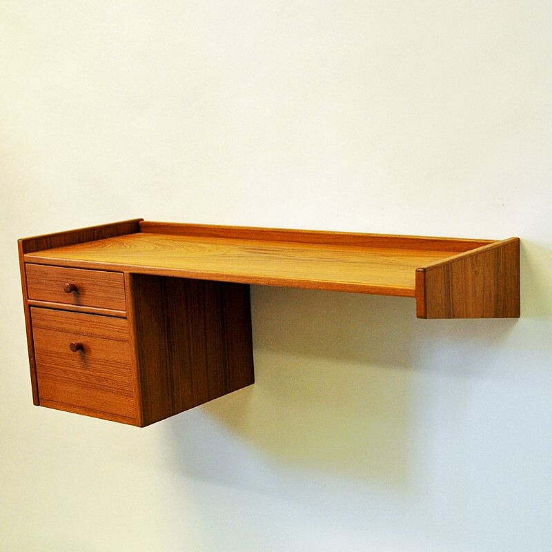 Vintage angleshaped teak shelf  - Sweden 1950s