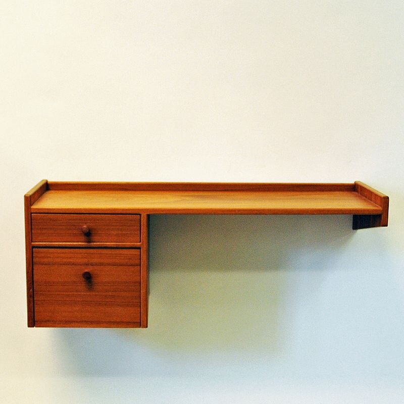 Vintage angleshaped teak shelf  - Sweden 1950s