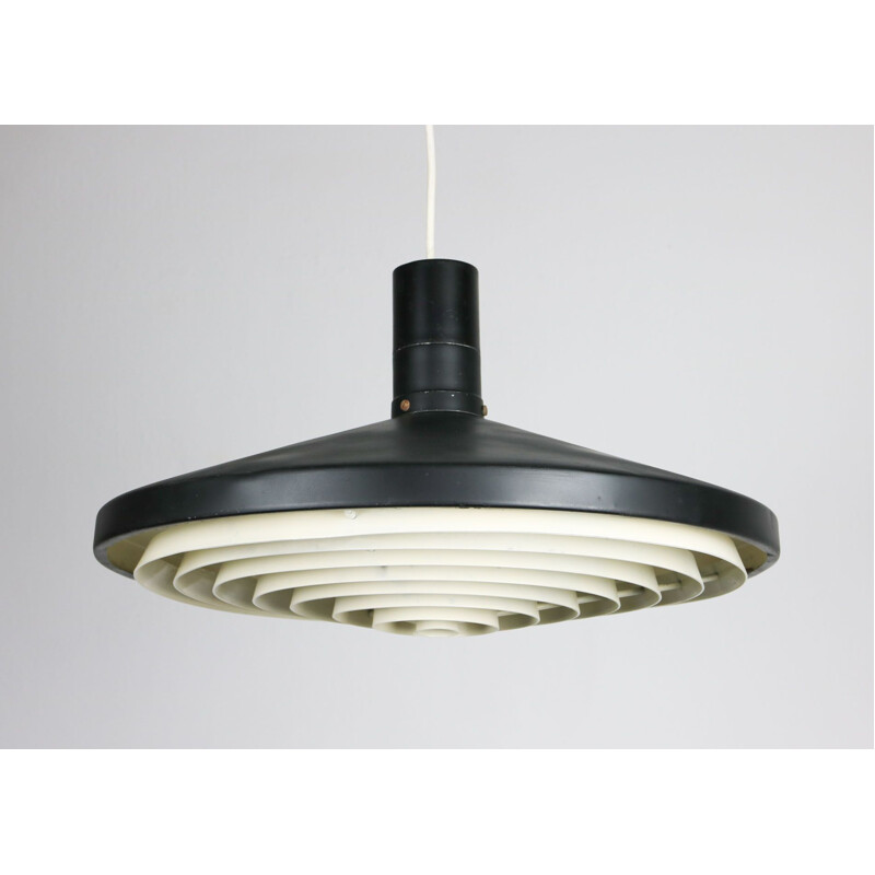 Vintage Black industrial pendant lamp,danish 1960s