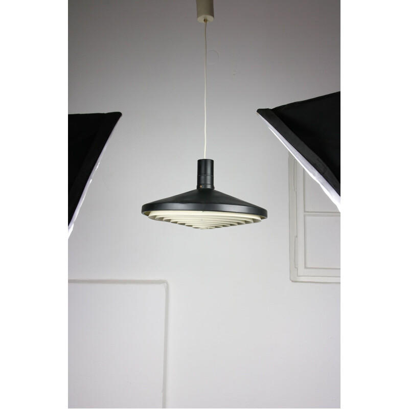 Vintage Black industrial pendant lamp,danish 1960s