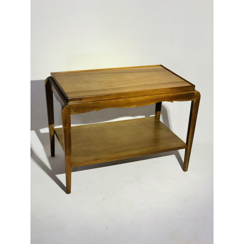 Vintage wooden side table with double top