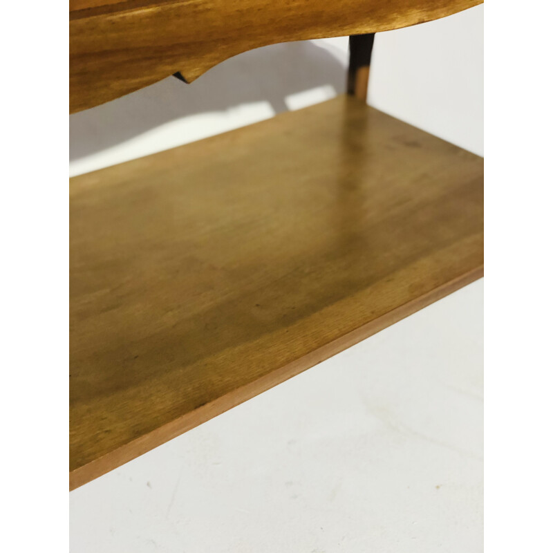 Table d'appoint vintage en bois double plateau