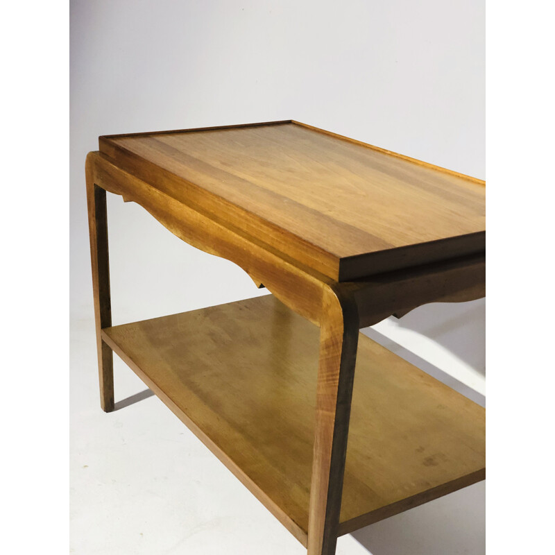 Table d'appoint vintage en bois double plateau
