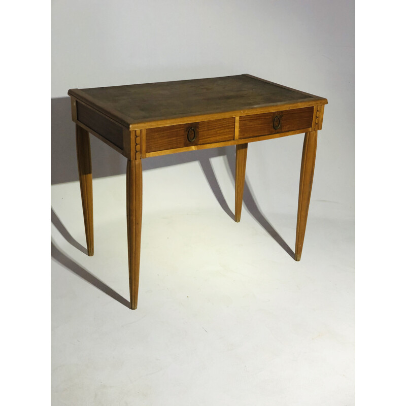 Vintage wooden two drawer desk 1940 