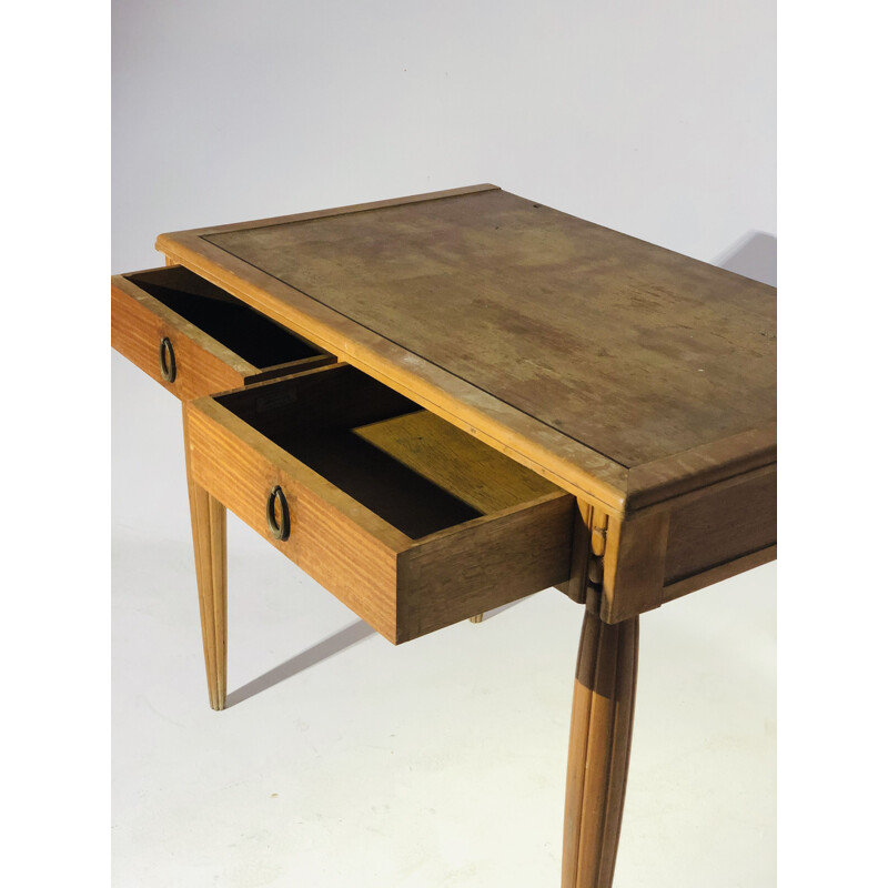 Vintage wooden two drawer desk 1940 