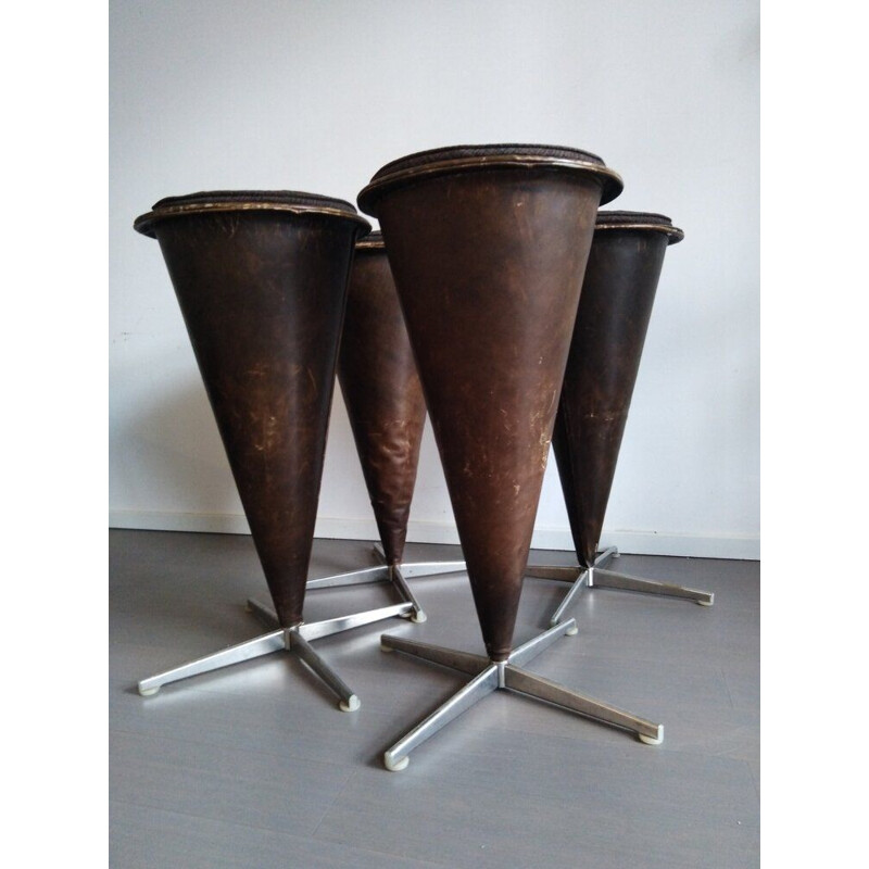 Set of 4 vintage stool by verner Panton for Plus Linje 1950
