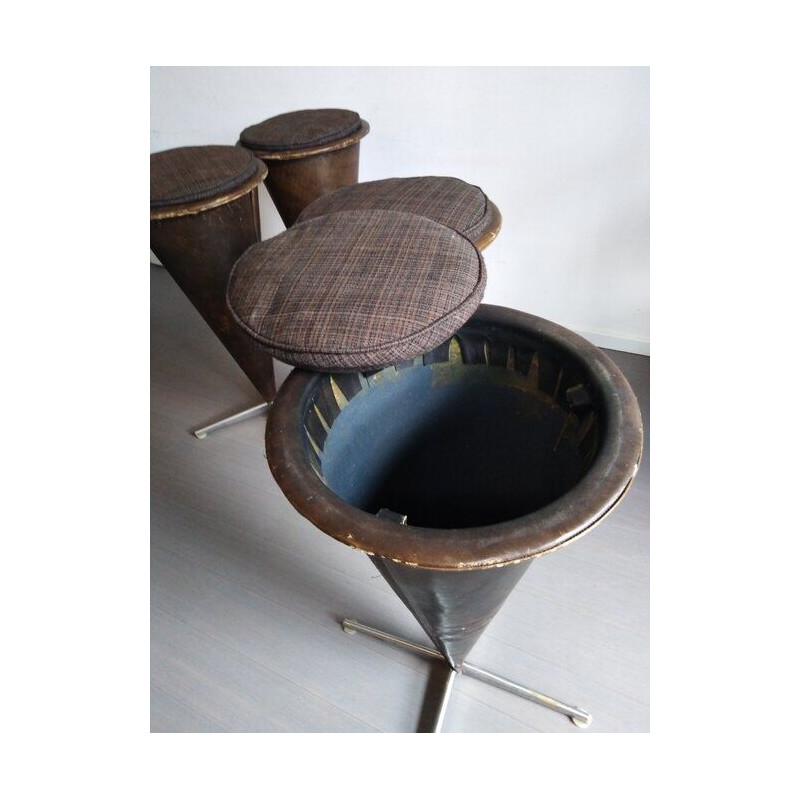 Set of 4 vintage stool by verner Panton for Plus Linje 1950