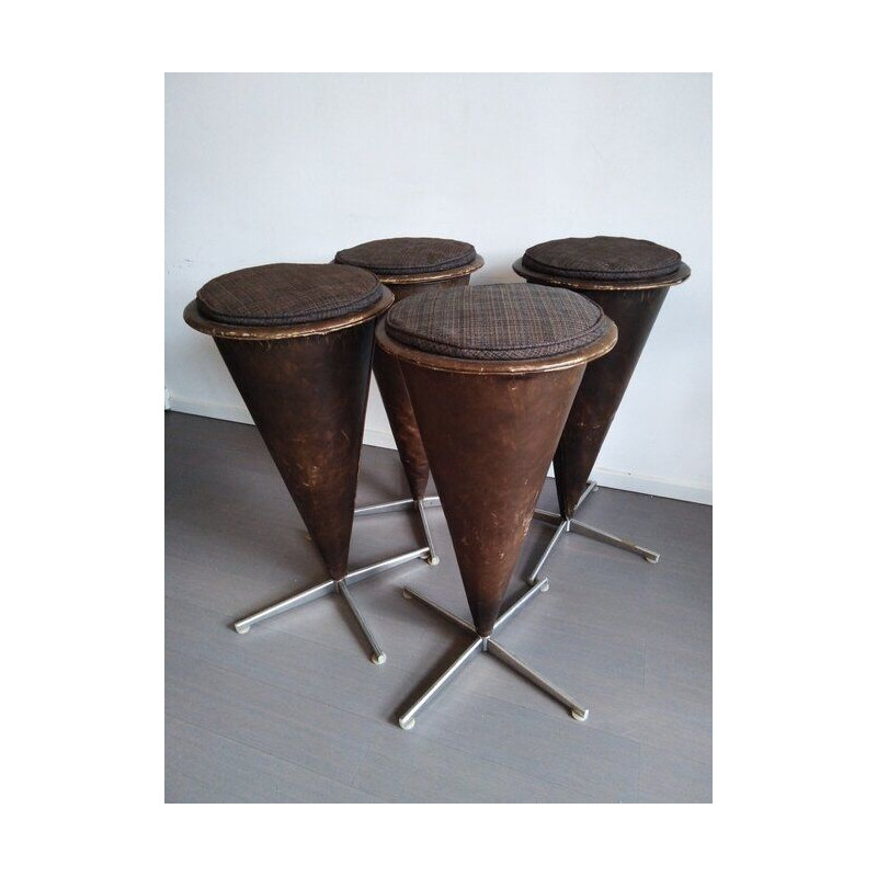 Set of 4 vintage stool by verner Panton for Plus Linje 1950