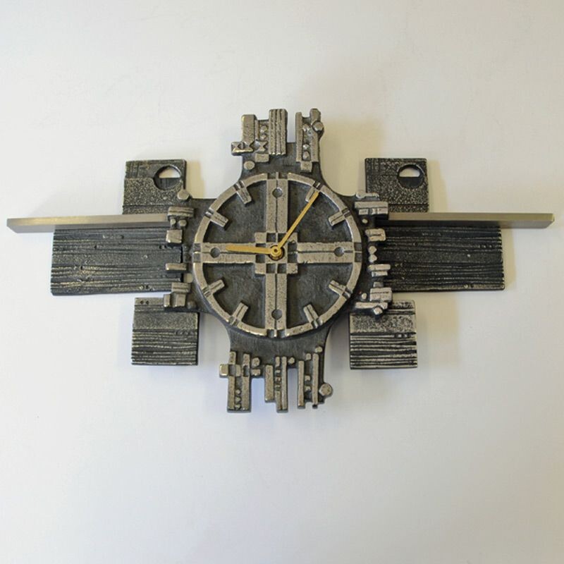 Vintage Steel Wall clock, Olav Joa - Norway 1970