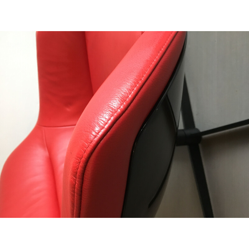 Vintage Red leather lounge chair Cassina Auckland