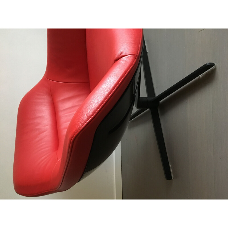 Vintage Red leather lounge chair Cassina Auckland