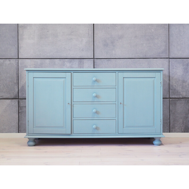 Blue vintage pine sideboard, Swedish 1990