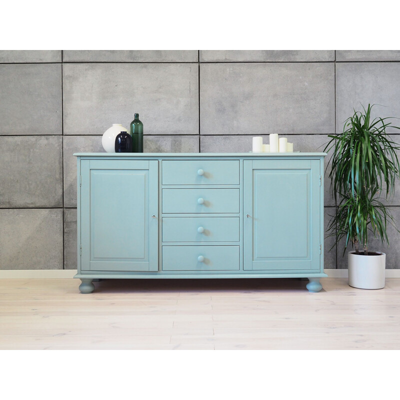 Blue vintage pine sideboard, Swedish 1990