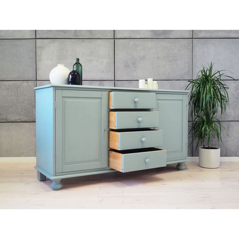 Blue vintage pine sideboard, Swedish 1990