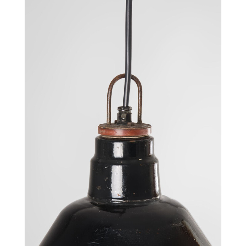 Lámpara de suspensión Art Decó vintage de metal esmaltado de Lbl, Alemania 1950