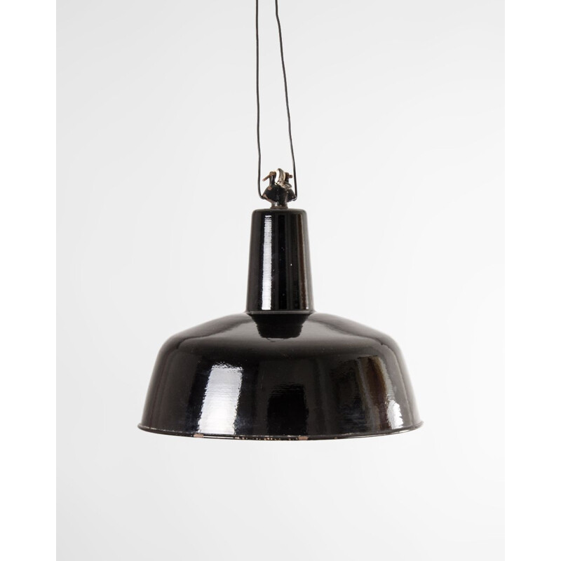 Black vintage pendant lamp, Germany 1950