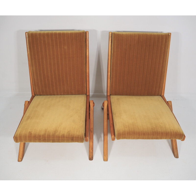 Pair of brown  vintage armchairs, 1970