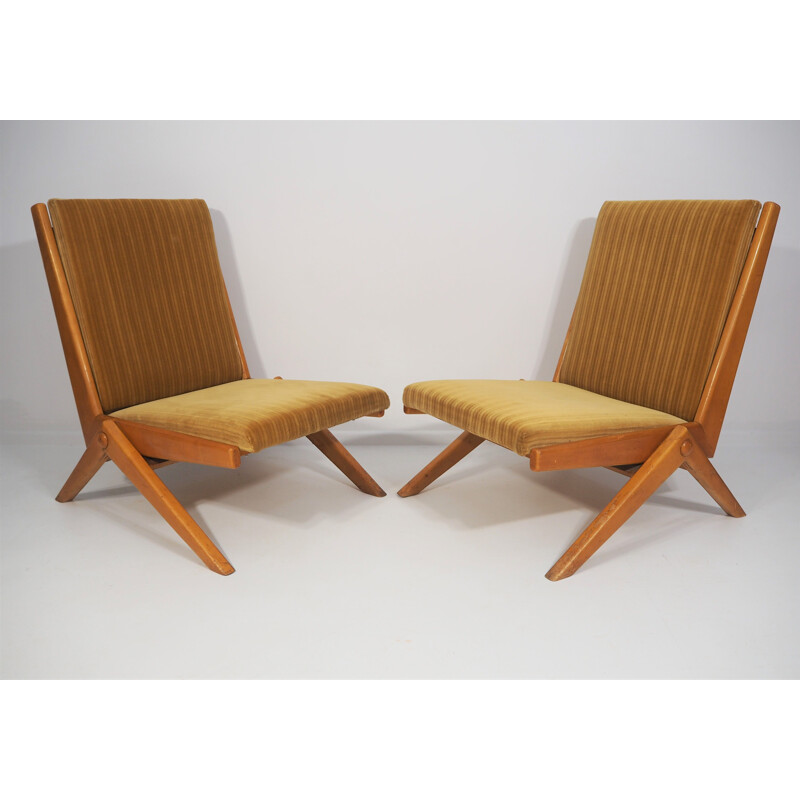 Pair of brown  vintage armchairs, 1970