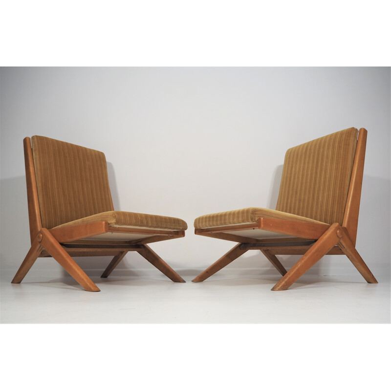 Pair of brown  vintage armchairs, 1970