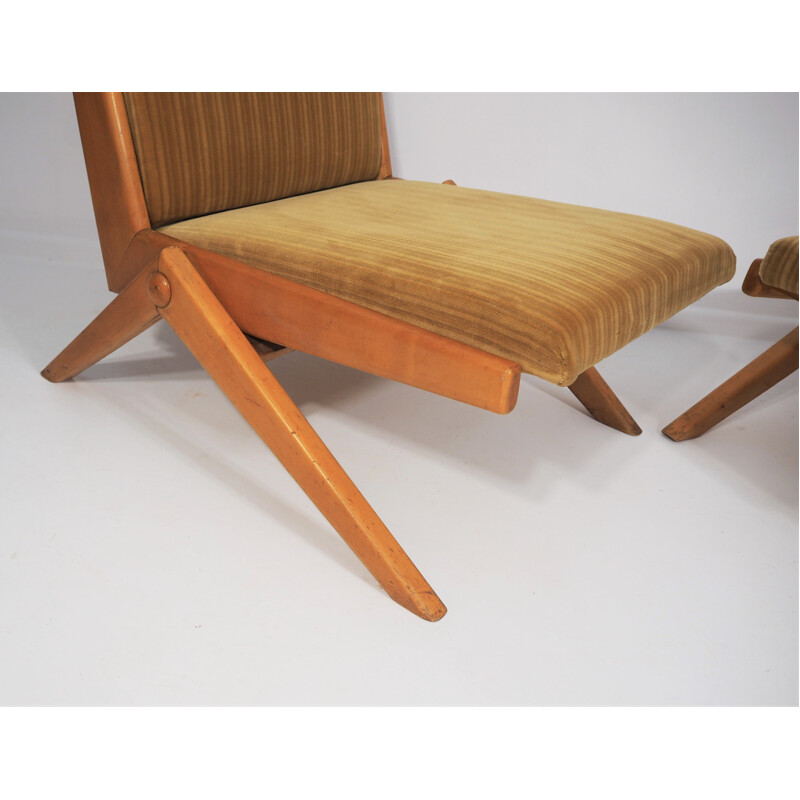 Paire de fauteuils marrons vintage 1970