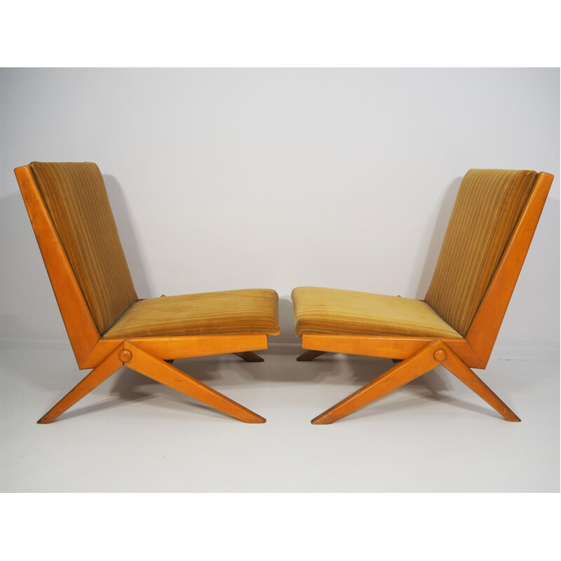 Pair of brown  vintage armchairs, 1970