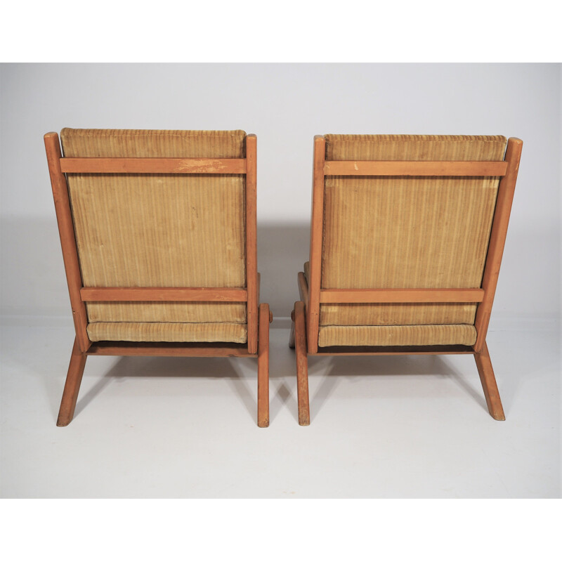 Pair of brown  vintage armchairs, 1970