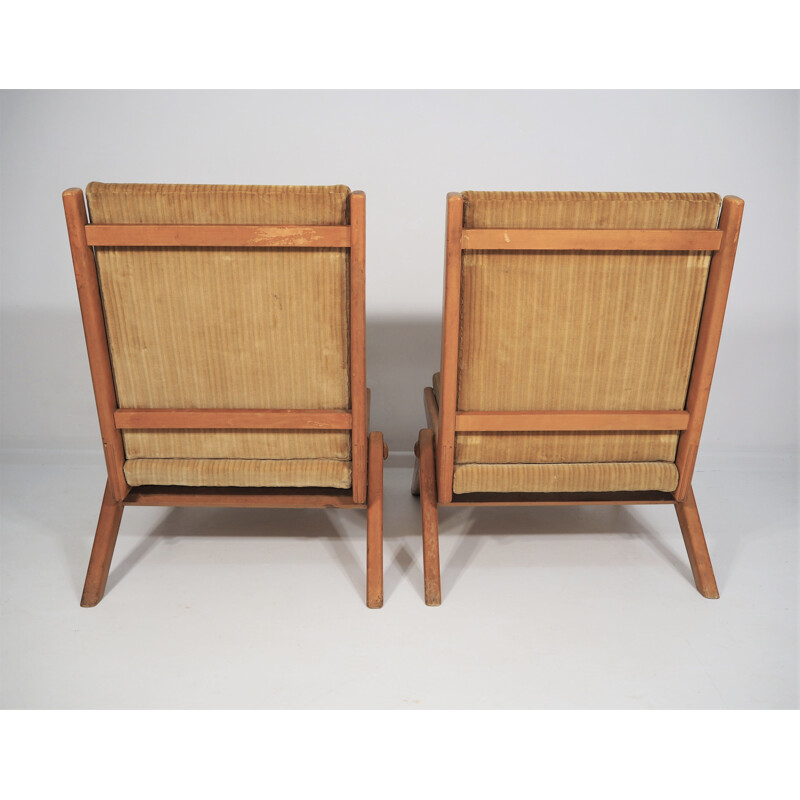 Paire de fauteuils marrons vintage 1970