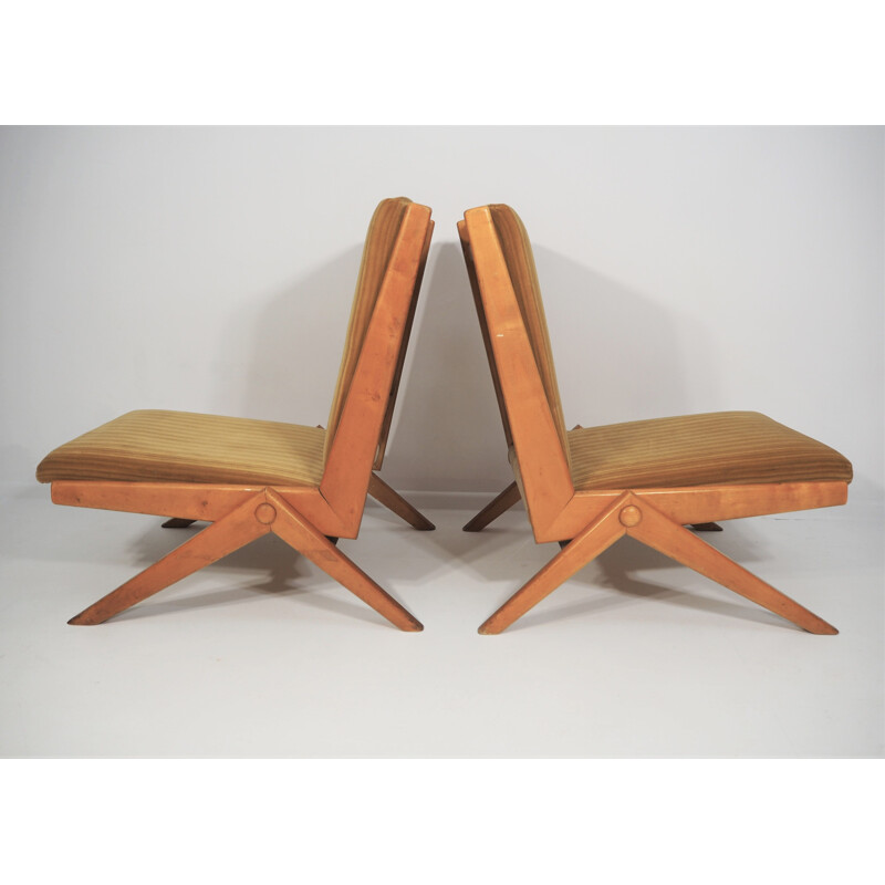 Pair of brown  vintage armchairs, 1970