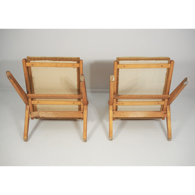 Pair of brown  vintage armchairs, 1970