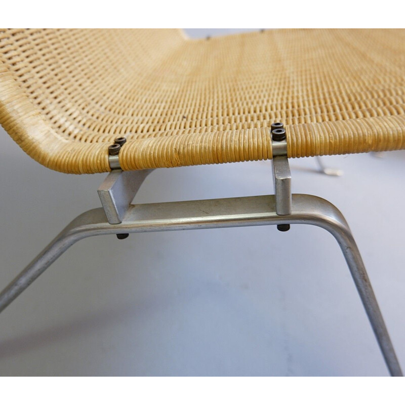 Paire De Fauteuils vintage  'PK-22' En Acier Et Osier, de Poul Kjaerholm et Fritz Hansen, Danemark 1990