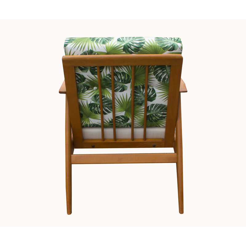 Vintage armchair in beechwood, beige-green 1960