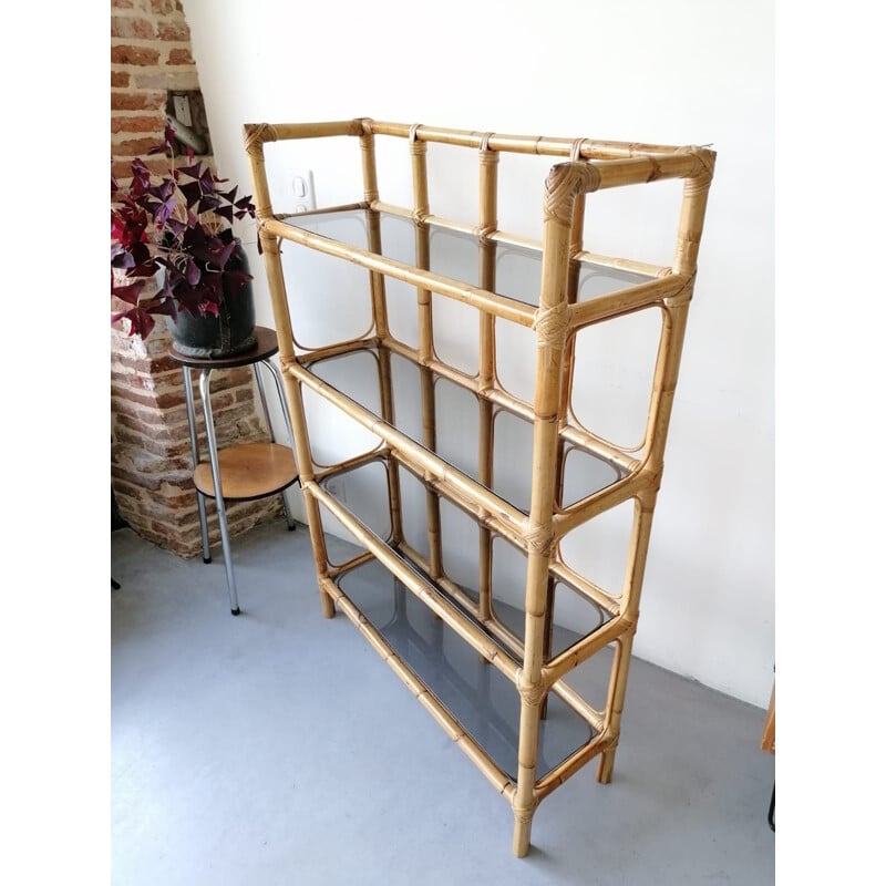 Vintage rattan shelves 1970