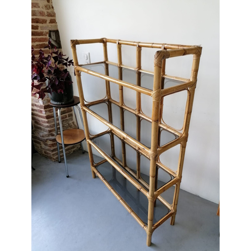 Vintage rattan shelves 1970