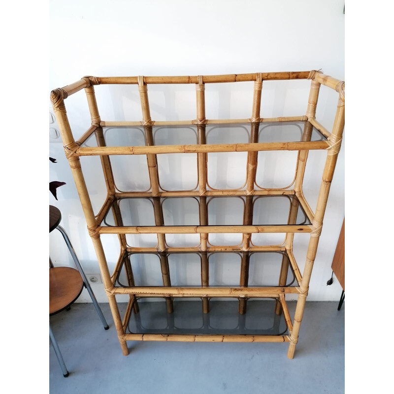 Vintage rattan shelves 1970