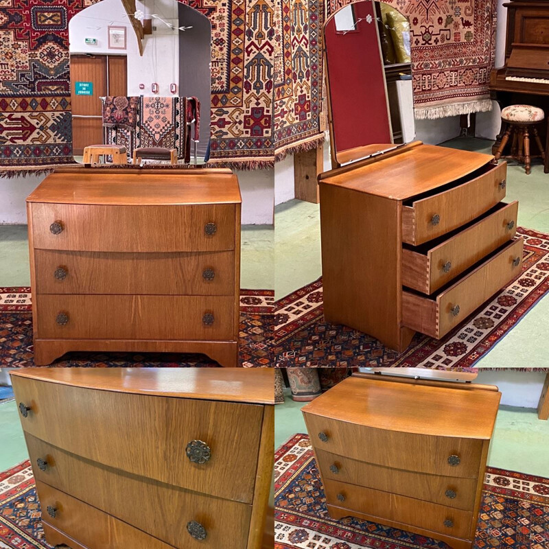 Vintage English blond oak dressing table 1960