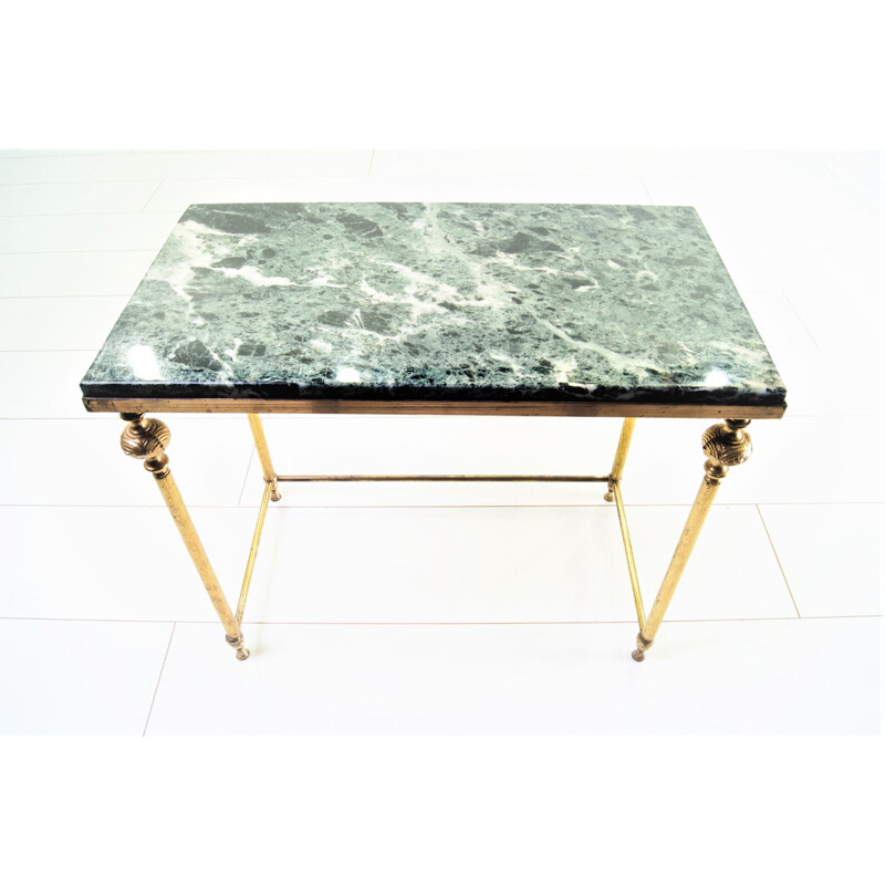 Vintage table green Marble brass Italian 1960