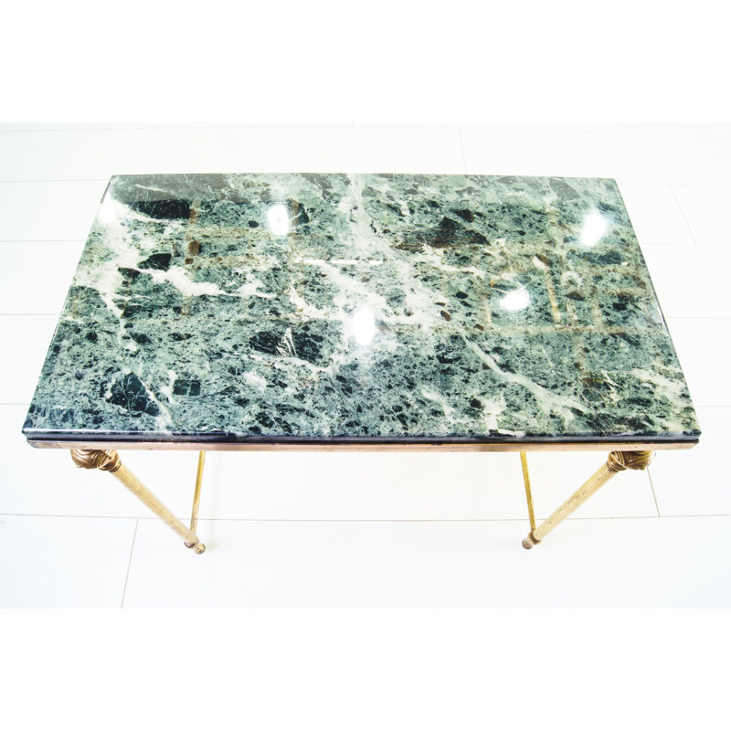 Vintage table green Marble brass Italian 1960