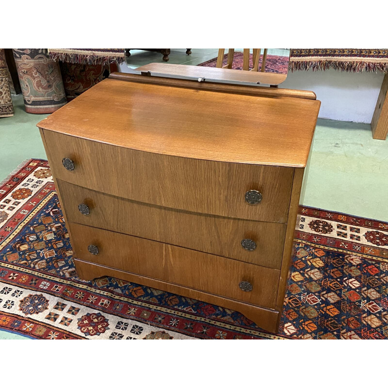 Vintage English blond oak dressing table 1960