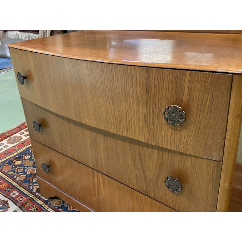 Vintage English blond oak dressing table 1960