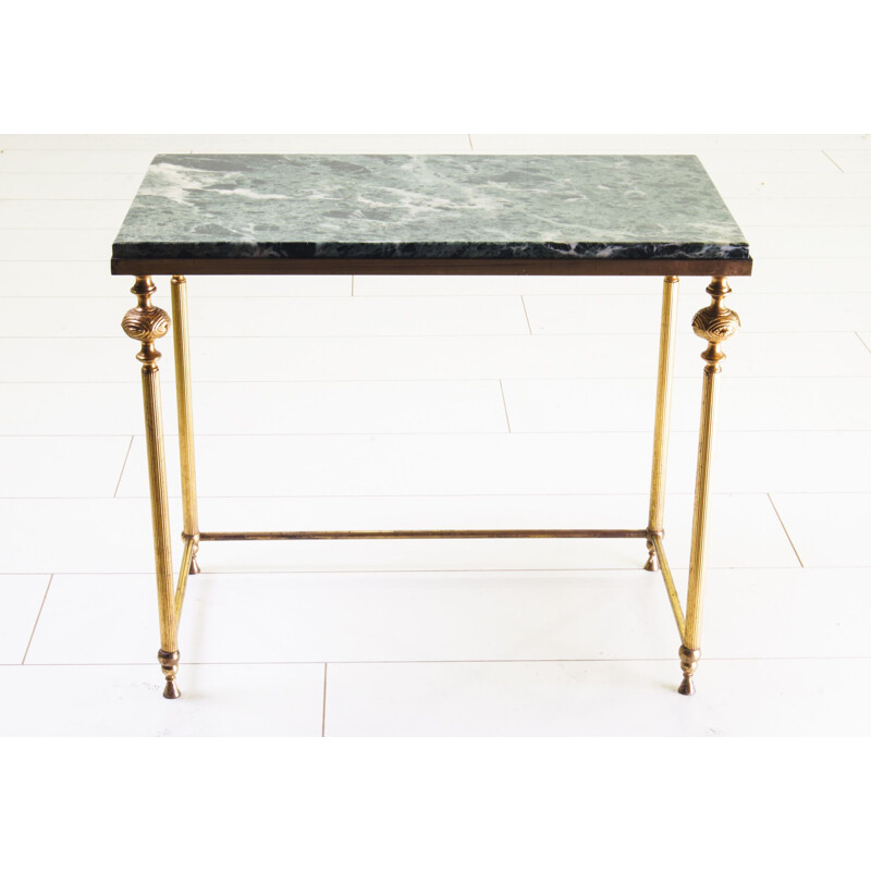 Vintage table green Marble brass Italian 1960