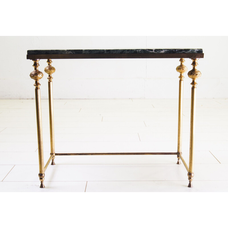 Vintage table green Marble brass Italian 1960