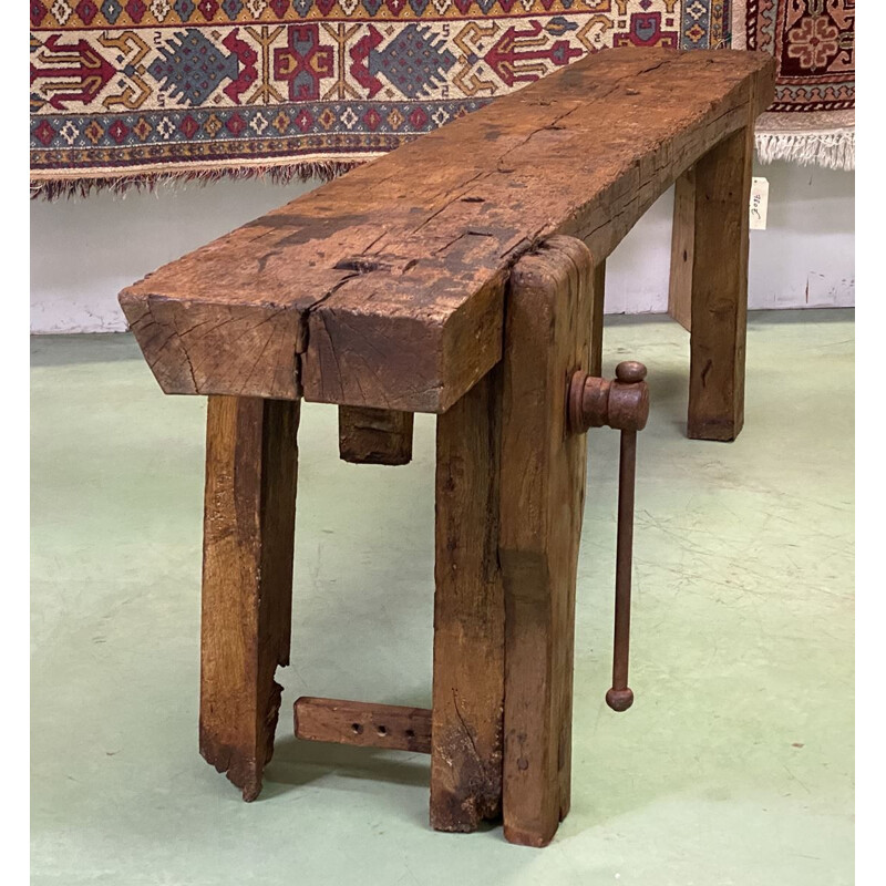 Vintage oak workbench with 1930's patina 