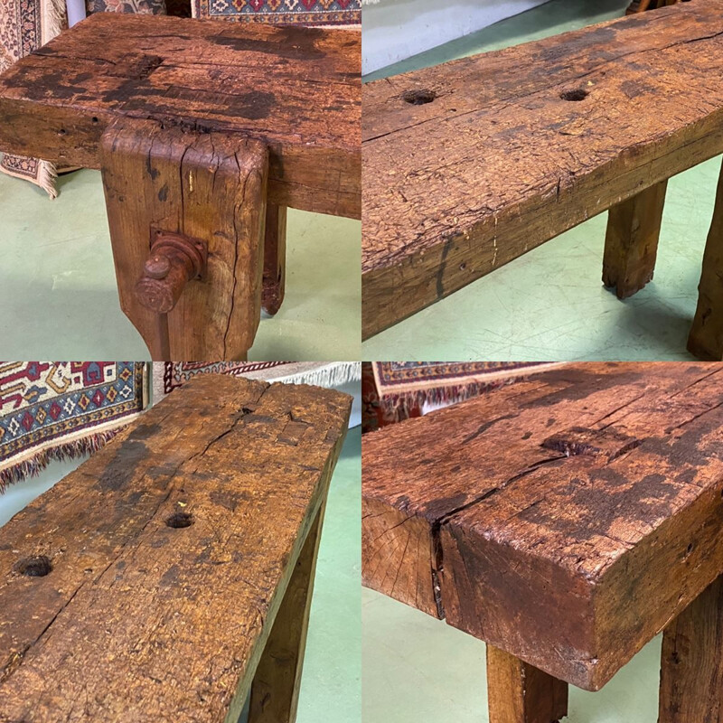 Vintage oak workbench with 1930's patina 