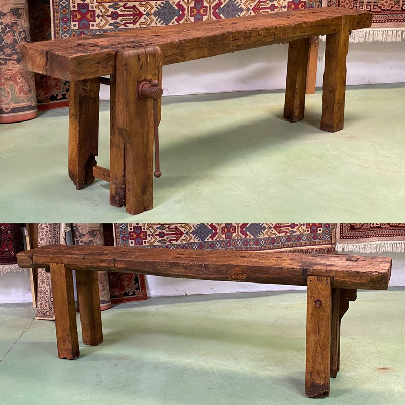 Vintage oak workbench with 1930's patina 