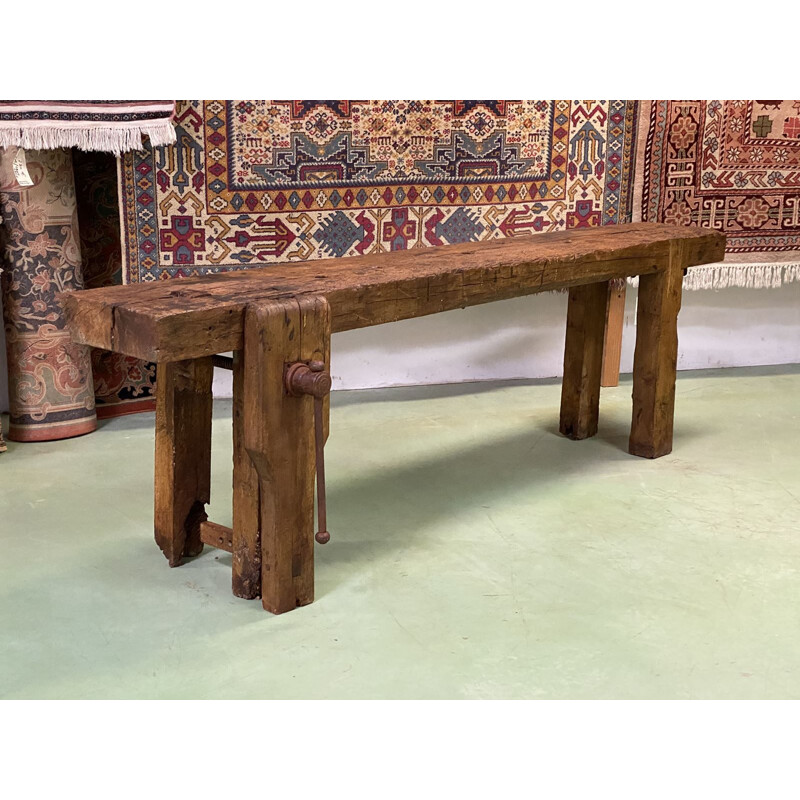 Vintage oak workbench with 1930's patina 