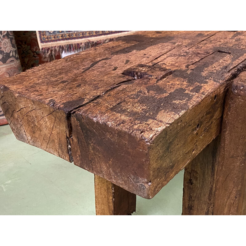 Vintage oak workbench with 1930's patina 