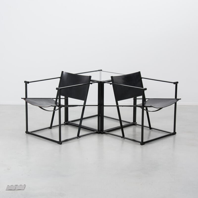 "FM62" Black cube chair and table set, Radboud Van Beckum  - 1984